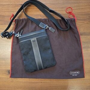Coach Signature Stripe Crossbody Black 6016 Y2K Vintage + Dust Bag | Like New